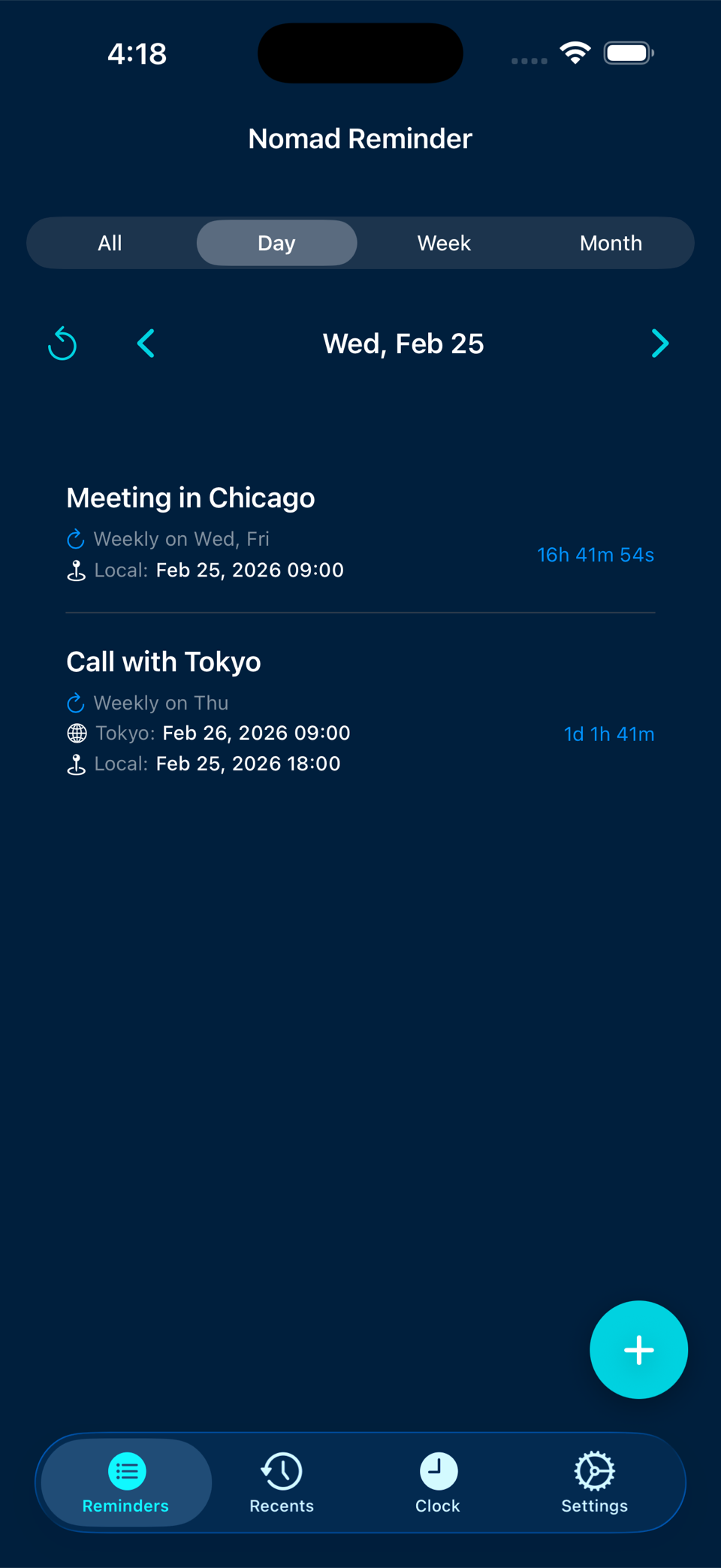 Nomad Reminder App Screenshot